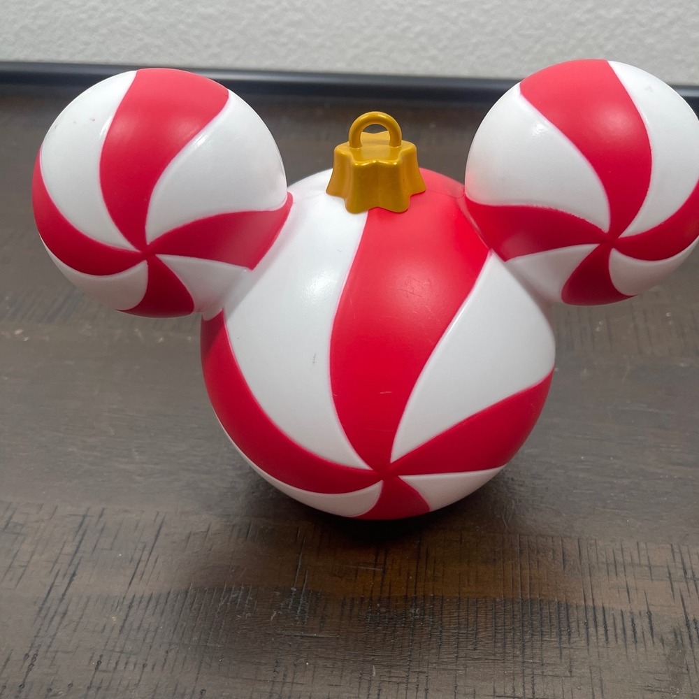 Disney Mickey Mouse Peppermint Swirl Light-Up Christmas Ornament Red White 
8" - Picture 2 of 4